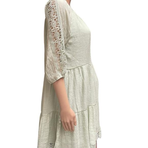Indigo Rose Peasant Midi Dress Womens XL Mint Green Laced Boho Classy Comfy - Picture 4 of 13
